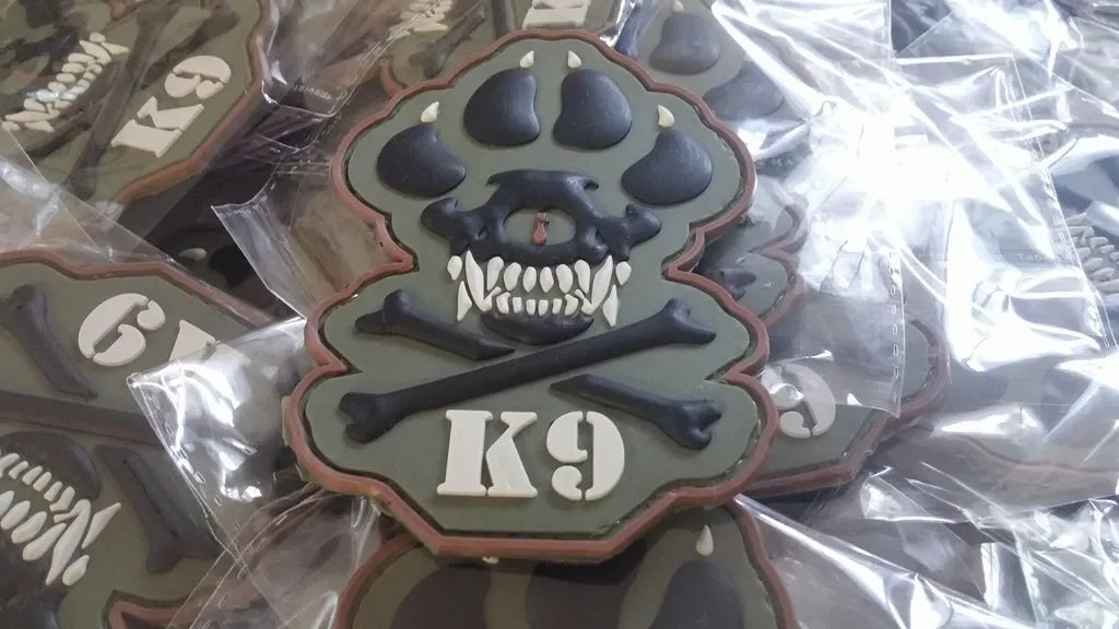 K-9 CROSSBONES DOG – POLICE – ARMY – NAVY – AIR FORCE – TACTICAL (FOREST) - PVCPATCHWORLD.STORE