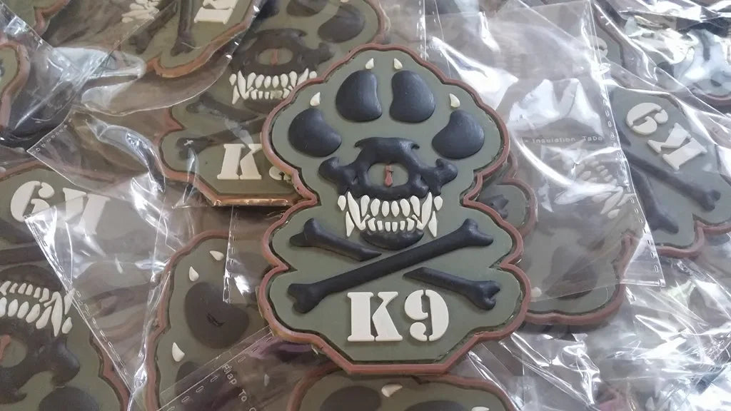 K-9 CROSSBONES DOG – POLICE – ARMY – NAVY – AIR FORCE – TACTICAL (FOREST) - PVCPATCHWORLD.STORE