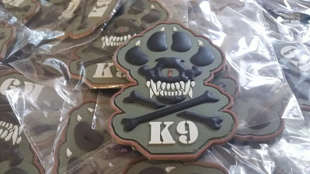 K-9 CROSSBONES DOG – POLICE – ARMY – NAVY – AIR FORCE – TACTICAL (FOREST) - PVCPATCHWORLD.STORE