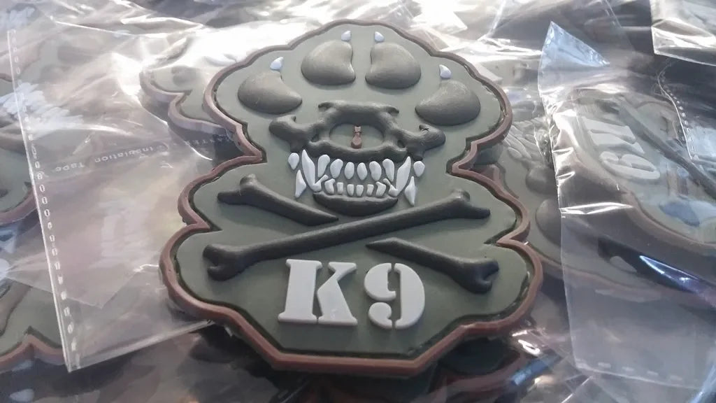 K-9 CROSSBONES DOG – POLICE – ARMY – NAVY – AIR FORCE – TACTICAL (FOREST) - PVCPATCHWORLD.STORE
