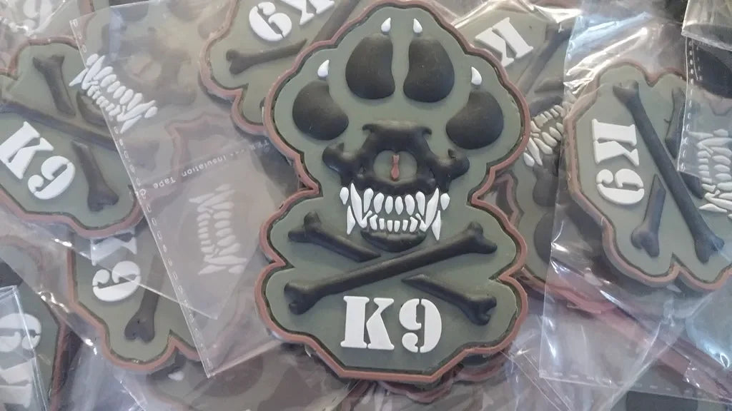 K-9 CROSSBONES DOG – POLICE – ARMY – NAVY – AIR FORCE – TACTICAL (FOREST) - PVCPATCHWORLD.STORE