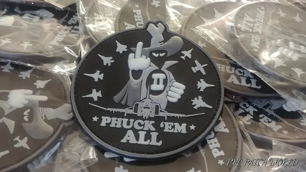 PHANTOM II - F-4 - NEW HAF - " PHUCK'EM ALL" GLOW IN THE DARK - 3D PVC PATCH - PVCPATCHWORLD.STORE
