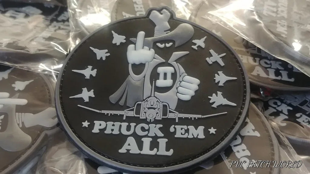 PHANTOM II - F-4 - NEW HAF - " PHUCK'EM ALL" GLOW IN THE DARK - 3D PVC PATCH - PVCPATCHWORLD.STORE
