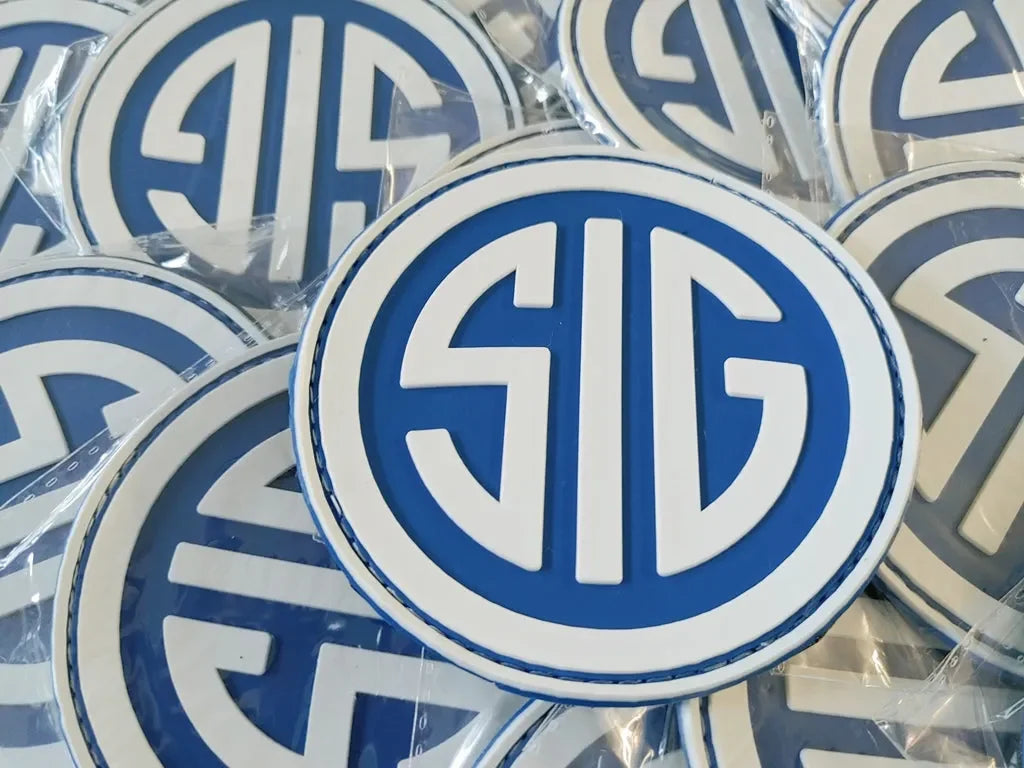 SIG Sauer 2D PVC PATCHES - BLUE/WHITE - PVCPATCHWORLD.STORE