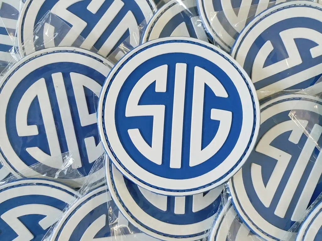 SIG Sauer 2D PVC PATCHES - BLUE/WHITE - PVCPATCHWORLD.STORE