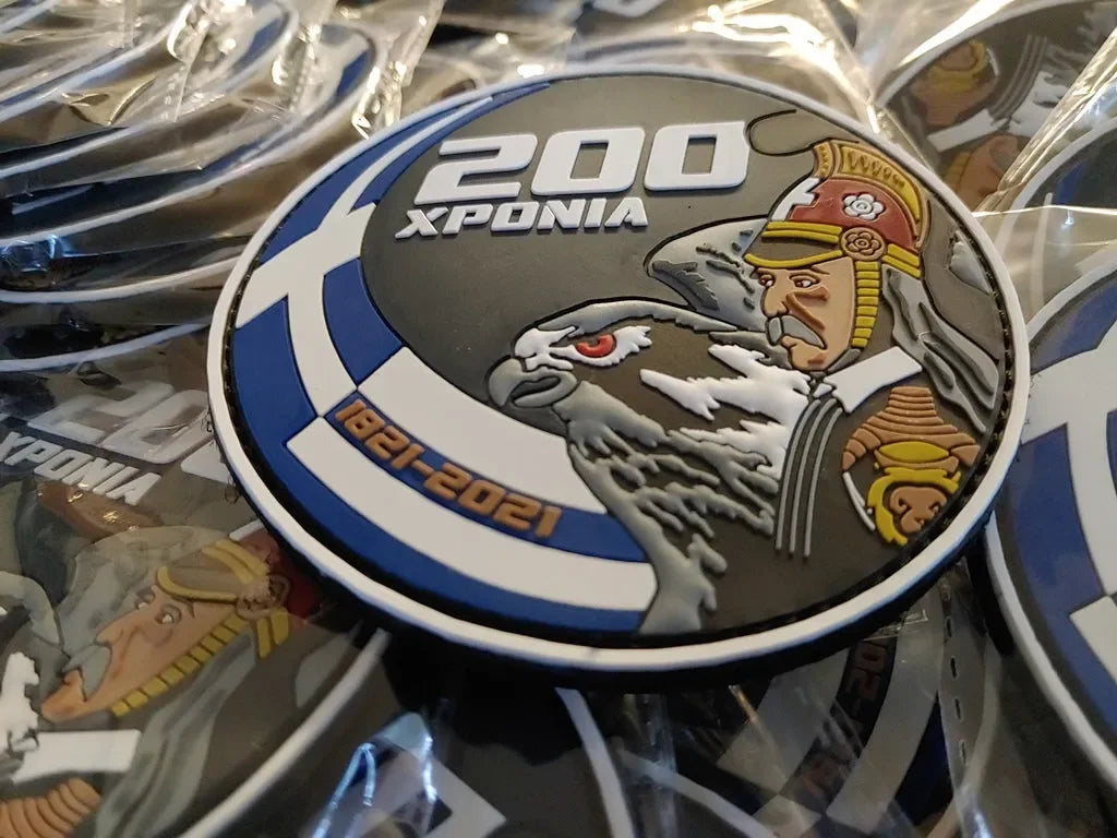 F-16 FIGHTING FALCON - 200 YEARS SINCE THE REVOLUTION OF 1821- 3D PVC PATCH - PVCPATCHWORLD.STORE