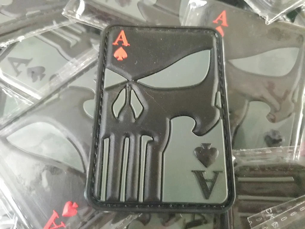 Ace of Spade – PVC Morale 3D Patch - KHAKI/ BLACK - PVCPATCHWORLD.STORE