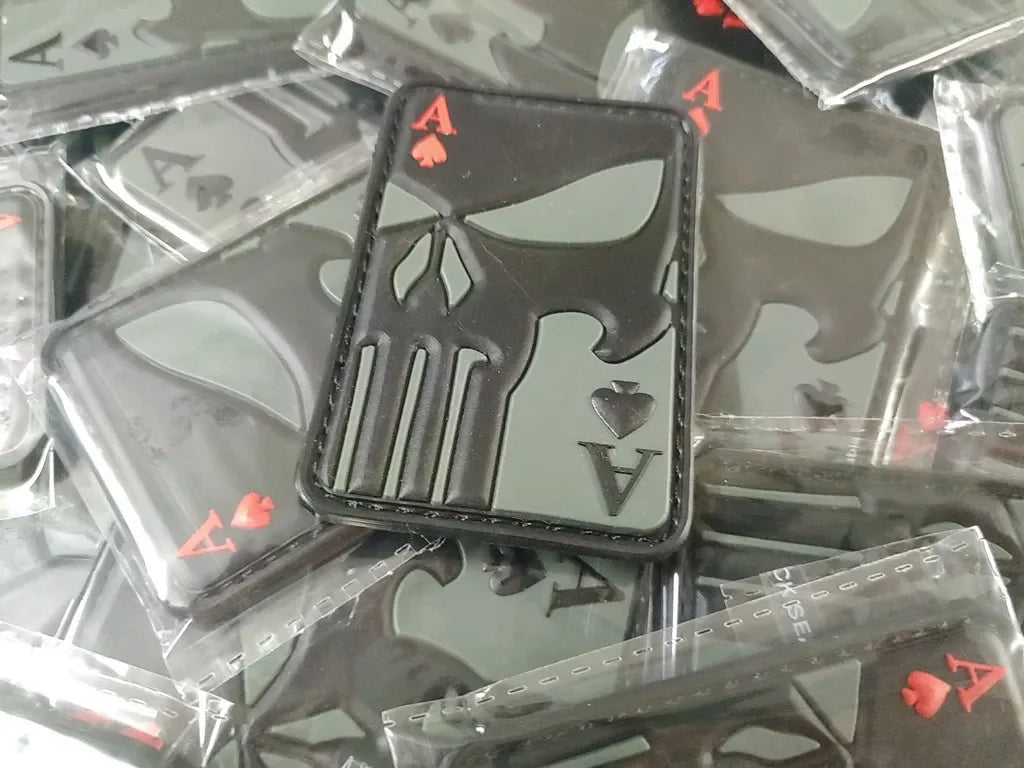 Ace of Spade – PVC Morale 3D Patch - KHAKI/ BLACK - PVCPATCHWORLD.STORE