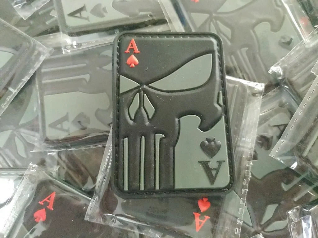 Ace of Spade – PVC Morale 3D Patch - KHAKI/ BLACK - PVCPATCHWORLD.STORE