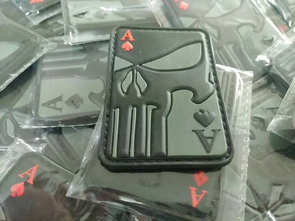 Ace of Spade – PVC Morale 3D Patch - KHAKI/ BLACK - PVCPATCHWORLD.STORE