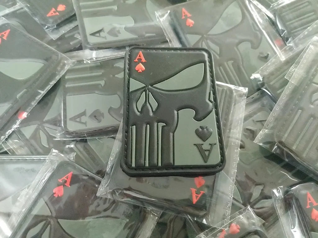 Ace of Spade – PVC Morale 3D Patch - KHAKI/ BLACK - PVCPATCHWORLD.STORE
