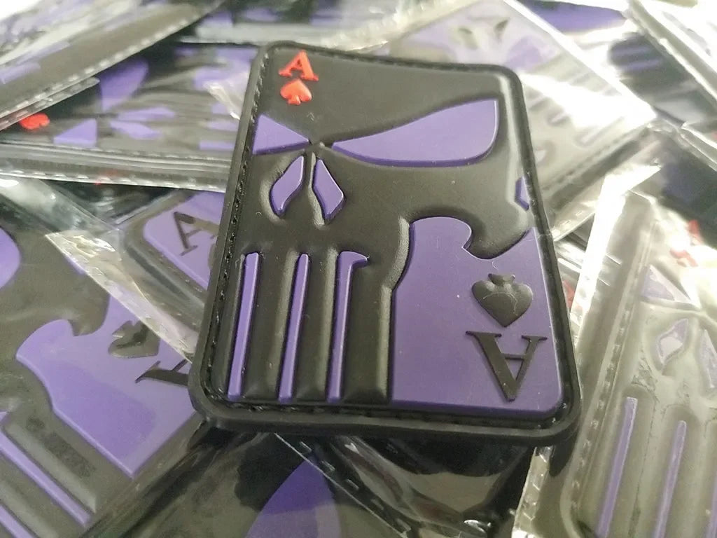 Ace of Spade – PVC Morale 3D Patch - PURPLE/ BLACK - PVCPATCHWORLD.STORE