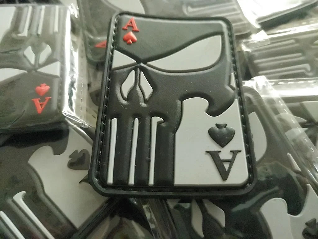 Ace of Spade – PVC Morale 3D Patch - WHITE/ BLACK - PVCPATCHWORLD.STORE