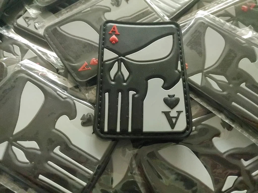Ace of Spade – PVC Morale 3D Patch - WHITE/ BLACK - PVCPATCHWORLD.STORE