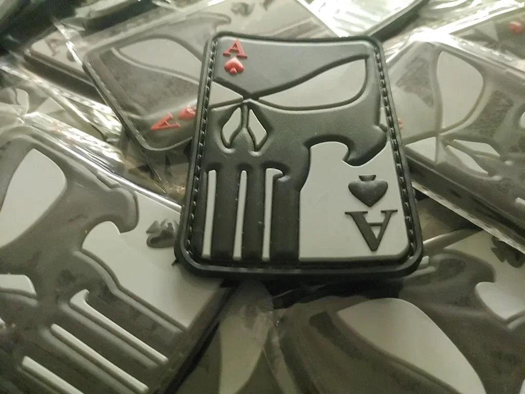 Ace of Spade – PVC Morale 3D Patch - WHITE/ BLACK - PVCPATCHWORLD.STORE