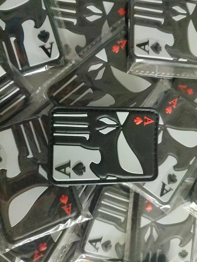Ace of Spade – PVC Morale 3D Patch - WHITE/ BLACK - PVCPATCHWORLD.STORE