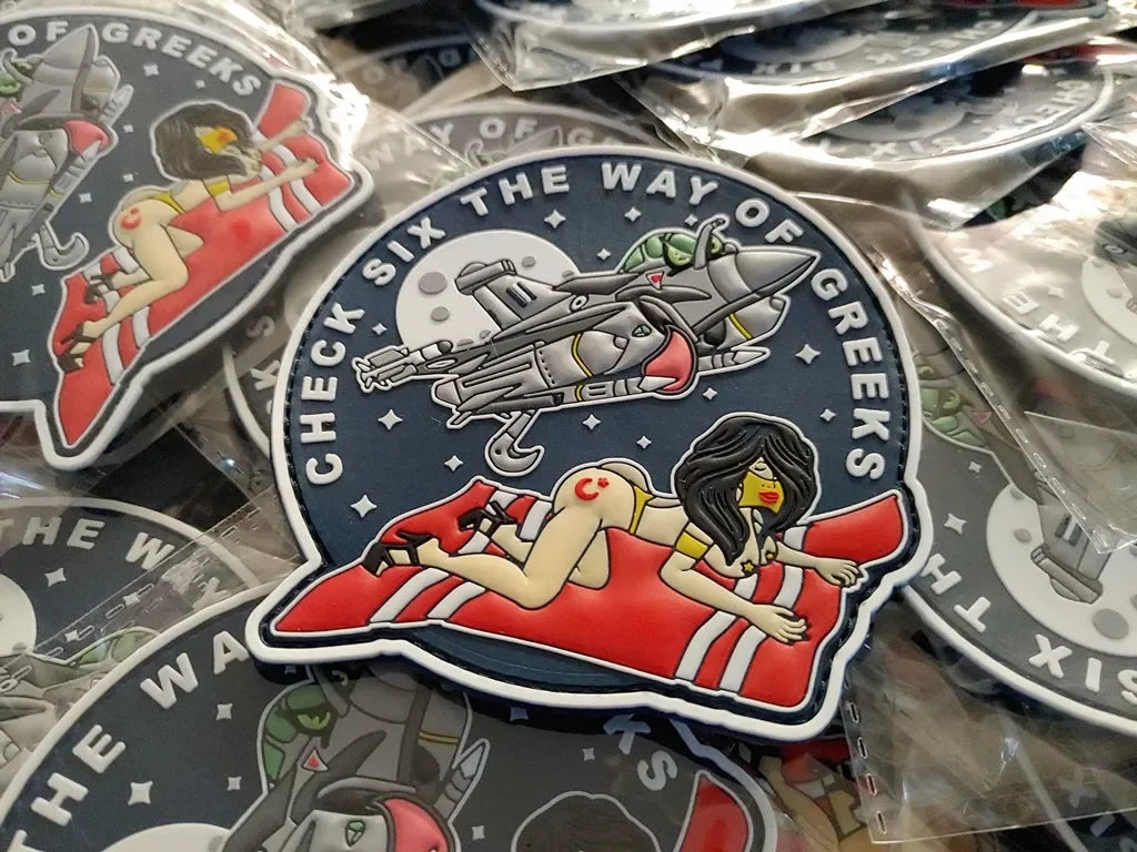 RAFALE - CHECK SIX THE WAY OF GREEKS - 3D PVC PATCH - GLOW IN THE DARK - PVCPATCHWORLD.STORE