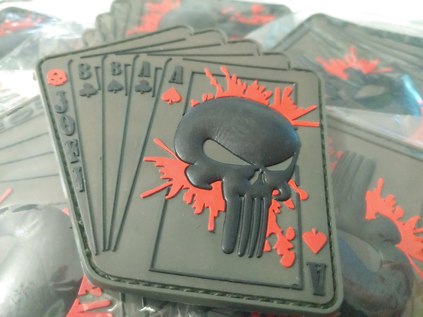 ACES OF SPADE SCULL 3D PVC PATCH - LOW VISIBILITY - PVCPATCHWORLD.STORE