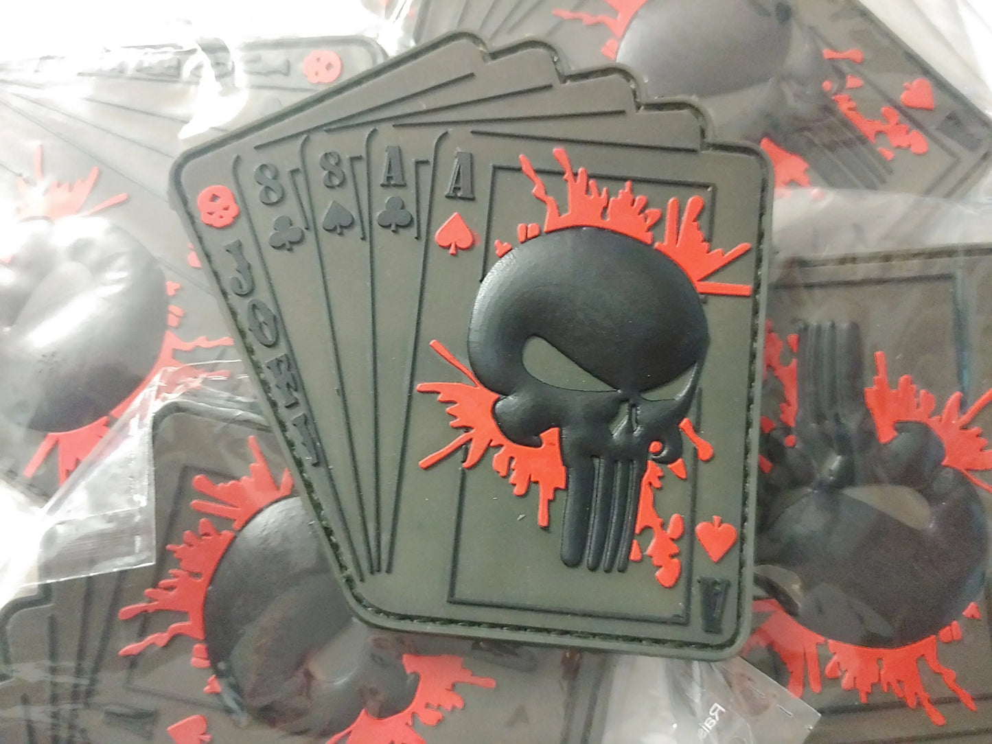 ACES OF SPADE SCULL 3D PVC PATCH - LOW VISIBILITY - PVCPATCHWORLD.STORE