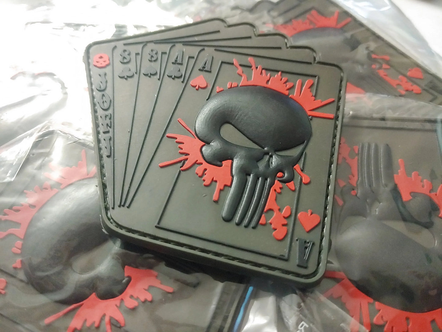 ACES OF SPADE SCULL 3D PVC PATCH - LOW VISIBILITY - PVCPATCHWORLD.STORE