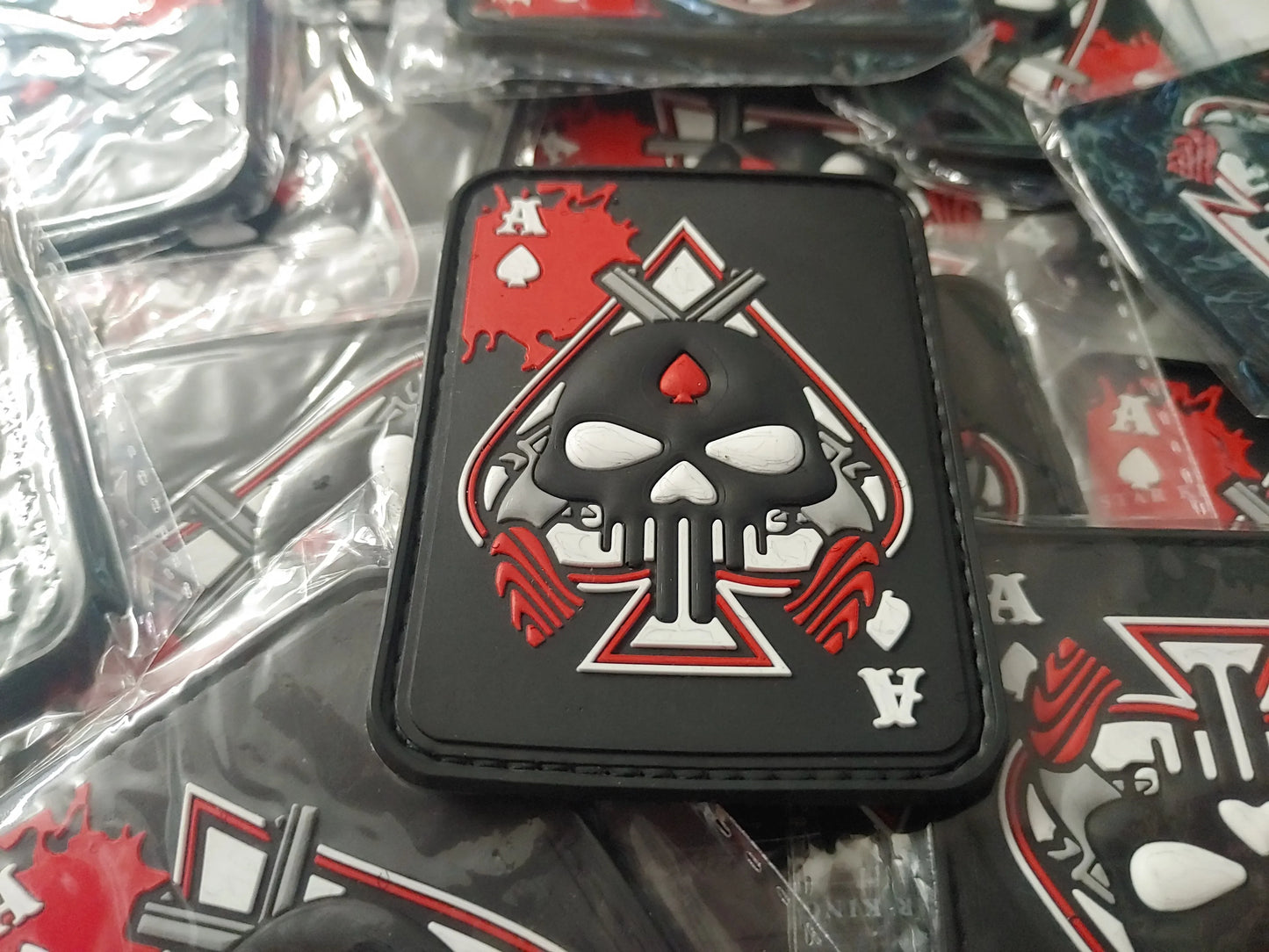 ACES OF SPADE - DEATH CARD - SCULL 3D PVC PATCH - PVCPATCHWORLD.STORE