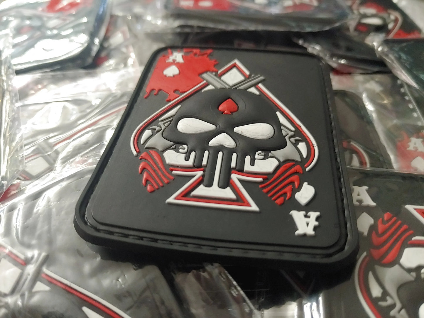 ACES OF SPADE - DEATH CARD - SCULL 3D PVC PATCH - PVCPATCHWORLD.STORE