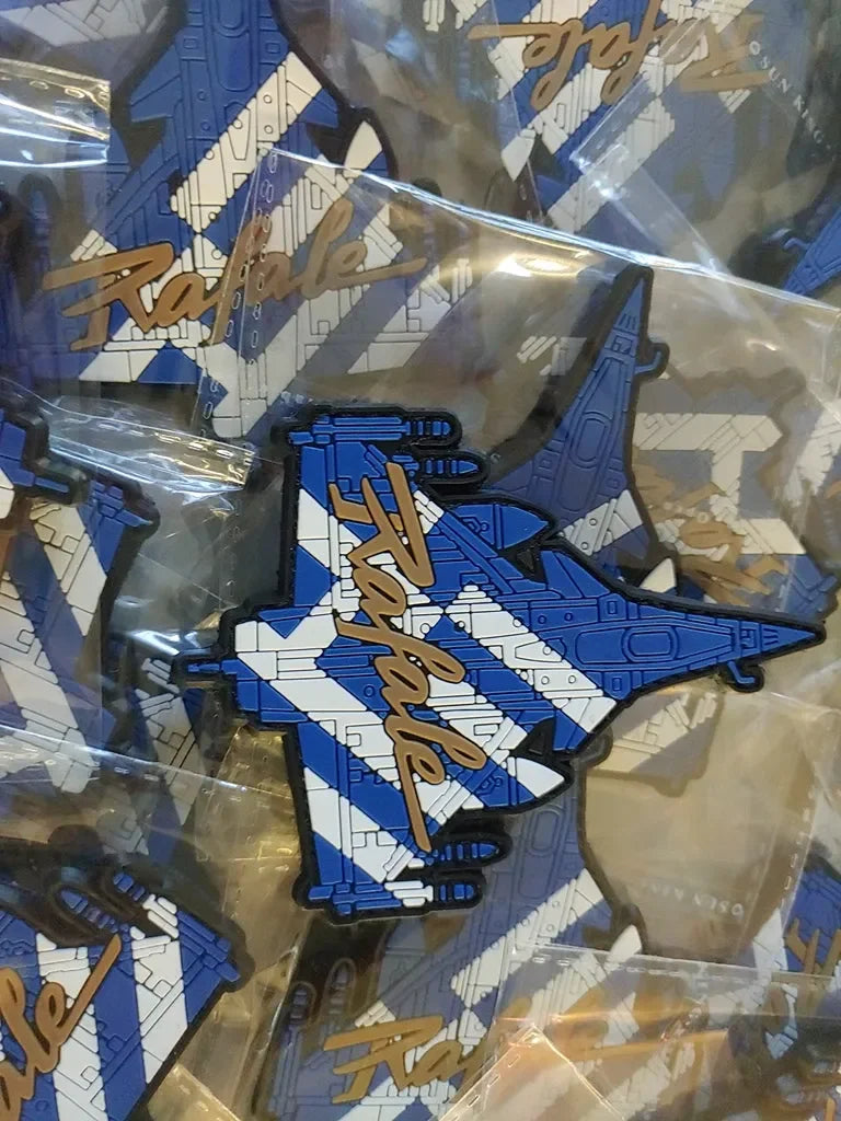 RAFALE SILHOUETTE - GREEK FLAG - 2D PVC PATCH - PVCPATCHWORLD.STORE