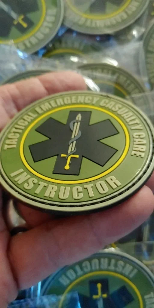 NAEMT PHTLS - INSTRUCTOR -Tactical Emergency Casualty Care - PVC patch LOW VISIBILITY - PVCPATCHWORLD.STORE