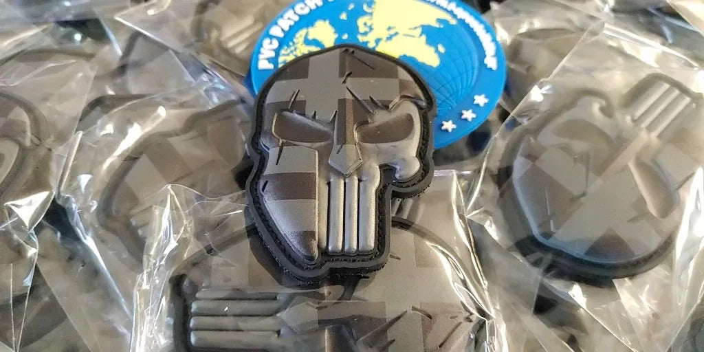 SPARTAN SCULL - GREEK FLAG 3D PVC PATCH - LOW VISIBILITY - PVCPATCHWORLD.STORE