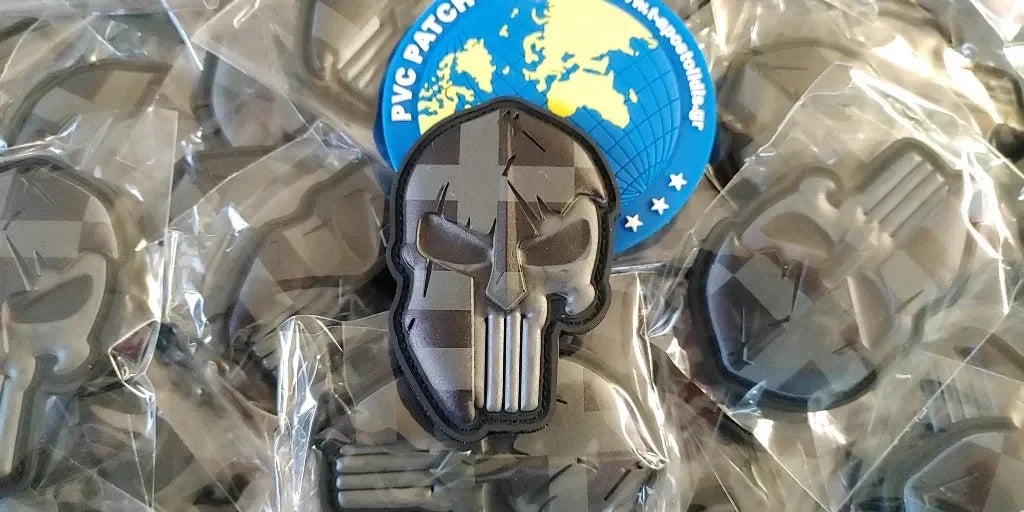 SPARTAN SCULL - GREEK FLAG 3D PVC PATCH - LOW VISIBILITY - PVCPATCHWORLD.STORE