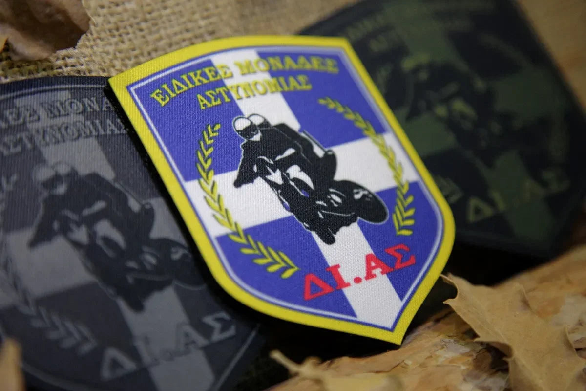 ΣΗΜΑ ΘΕΣΗΣ ΕΛΛΗΝΙΚΗΣ ΑΣΤΥΝΟΜΙΑΣ + ΔΙ.ΑΣ - GREEK -POLICE - FABRIC - EL. AS & DI.AS - BLACK/ΚΗΑΚΙ (2 PIECES) - PVCPATCHWORLD.STORE