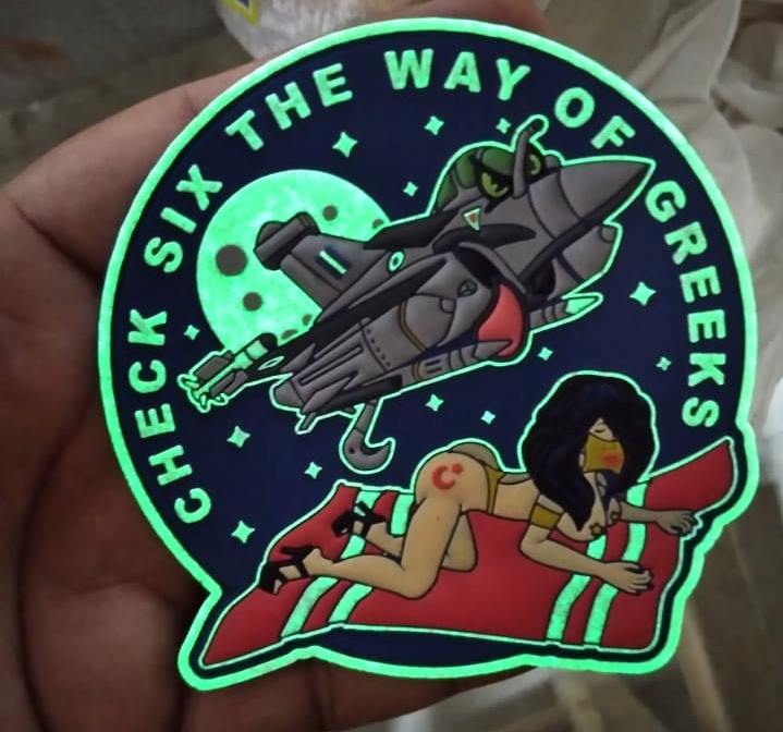 RAFALE - CHECK SIX THE WAY OF GREEKS - 3D PVC PATCH - GLOW IN THE DARK