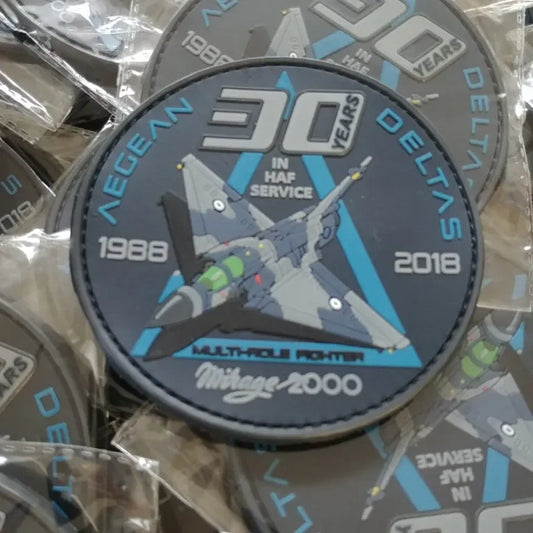 HELLENIC AIR FORCE MIRAGE 2000 AEGEAN DELTAS - 30 YEARS - COLLECTIVE PVC PATCH - PVCPATCHWORLD.STORE