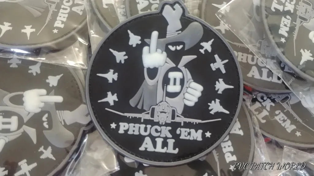 PHANTOM II - F-4 - NEW HAF - " PHUCK'EM ALL" GLOW IN THE DARK - 3D PVC PATCH - PVCPATCHWORLD.STORE