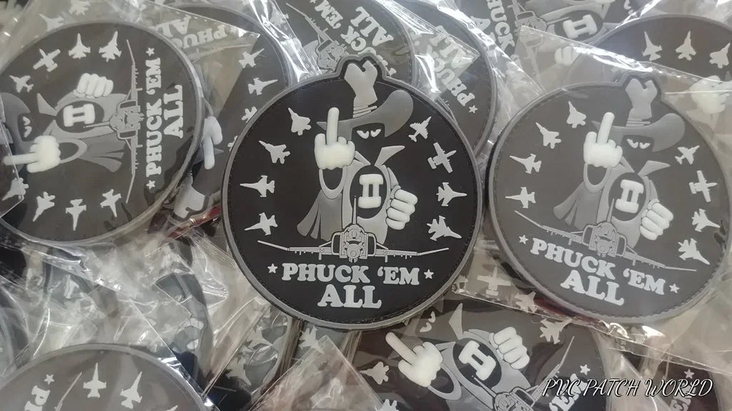 PHANTOM II - F-4 - NEW HAF - " PHUCK'EM ALL" GLOW IN THE DARK - 3D PVC PATCH - PVCPATCHWORLD.STORE