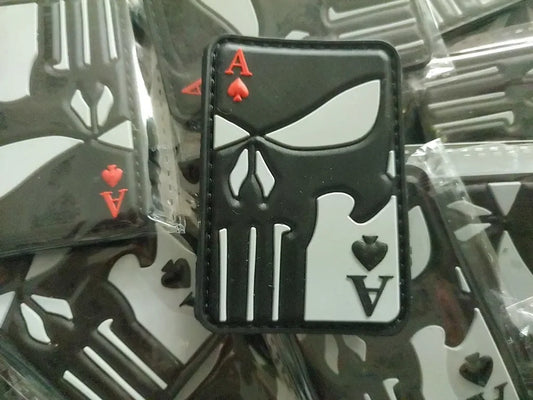 Ace of Spade – PVC Morale 3D Patch - WHITE/ BLACK - PVCPATCHWORLD.STORE