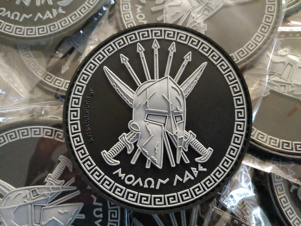 SPARTAN - MOLON LABE - MOLON LAVE - ΜΟΛΩΝ ΛΑΒΕ - 3D PVC PATCH - GRAY/BL