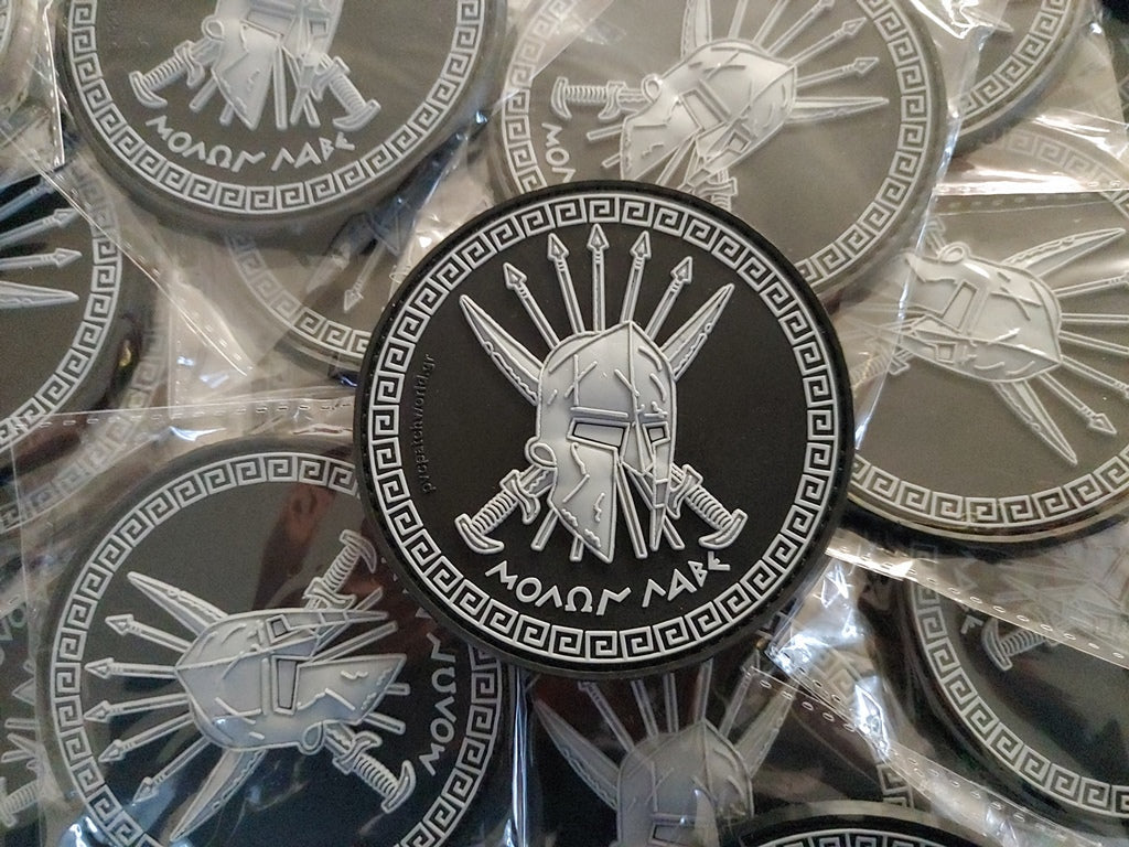 SPARTAN - MOLON LABE - MOLON LAVE - ΜΟΛΩΝ ΛΑΒΕ - 3D PVC PATCH - GRAY/BL