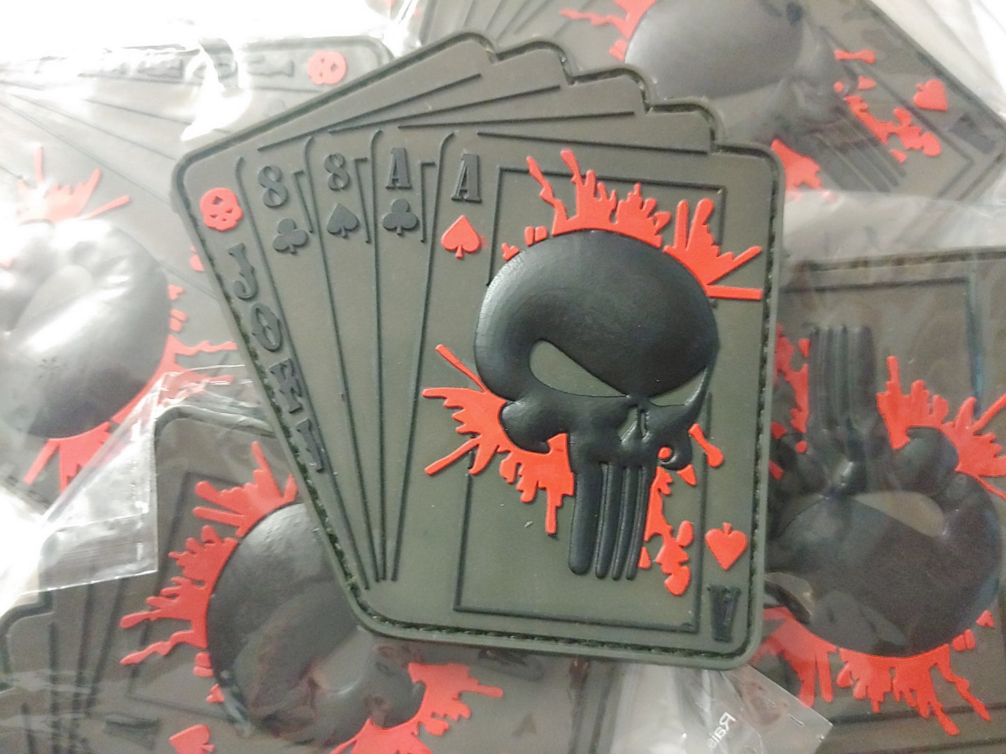 ACES OF SPADE  SCULL 3D PVC PATCH - LOW VISIBILITY