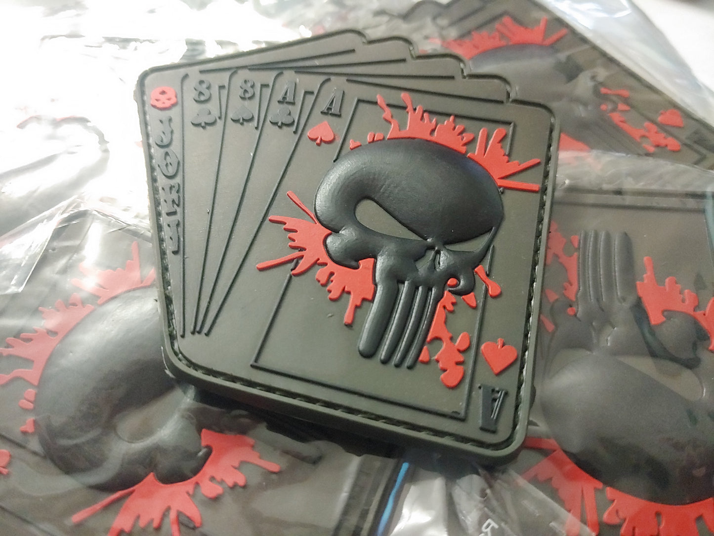 ACES OF SPADE  SCULL 3D PVC PATCH - LOW VISIBILITY