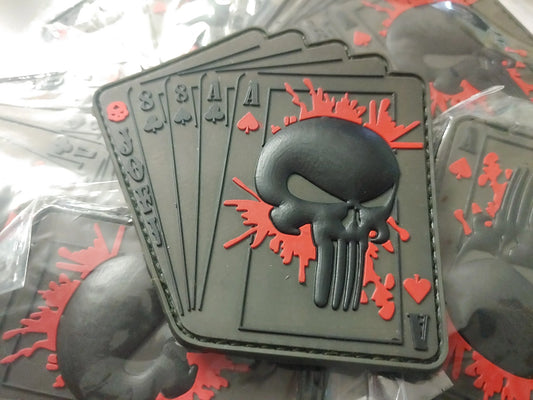 ACES OF SPADE SCULL 3D PVC PATCH - LOW VISIBILITY - PVCPATCHWORLD.STORE