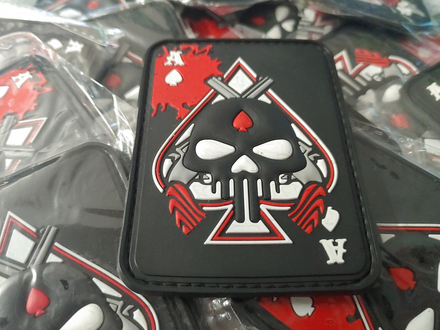 ACES OF SPADE - DEATH CARD - SCULL 3D PVC PATCH