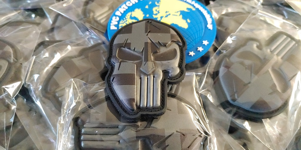 SPARTAN SCULL  - GREEK FLAG 3D PVC PATCH - LOW VISIBILITY